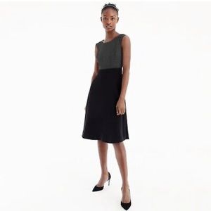 J Crew A-line Combo Dress in Pindot Black